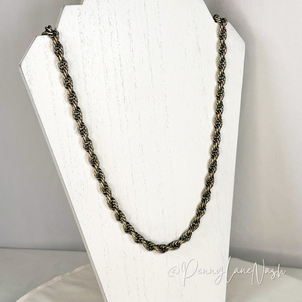Vintage Silver Twisted Rope Chain Necklace - Picture 3 of 5